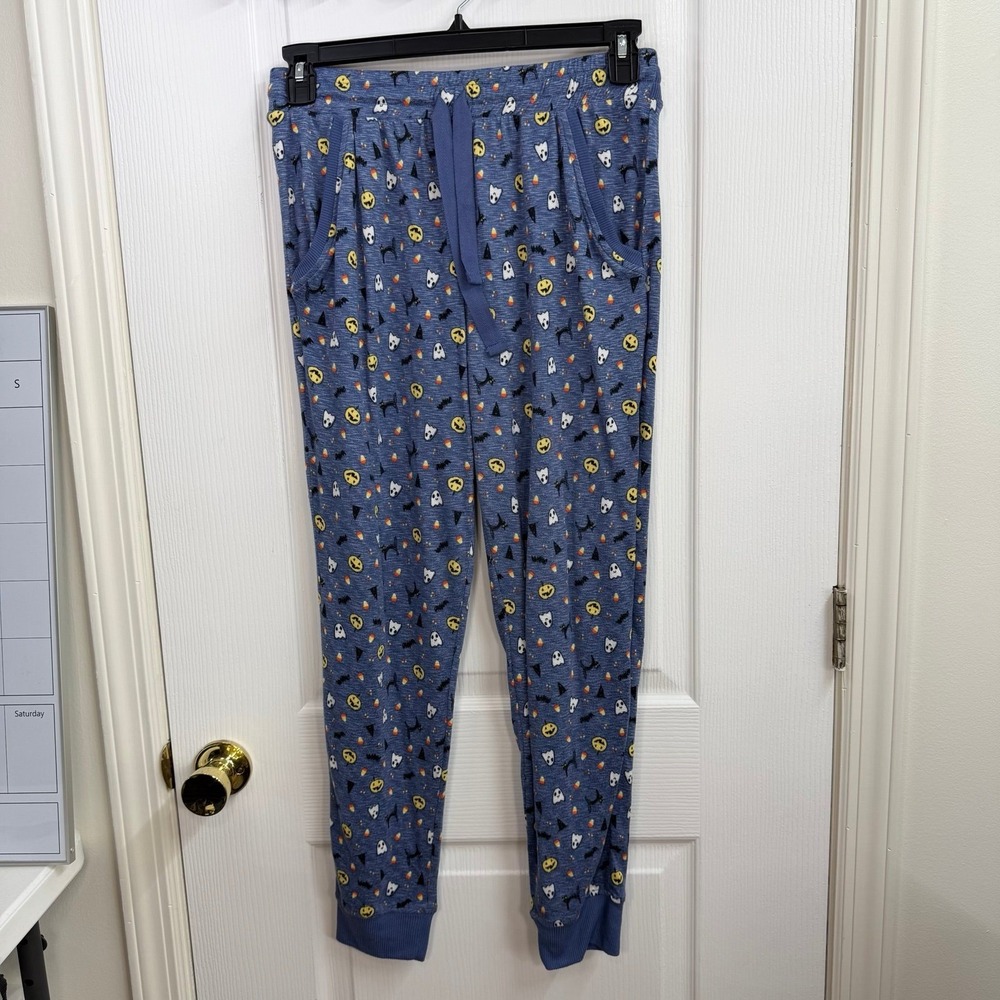 Jaclyn Intimates blue soft knit Halloween pull on pocket jogger pajama pants S/M